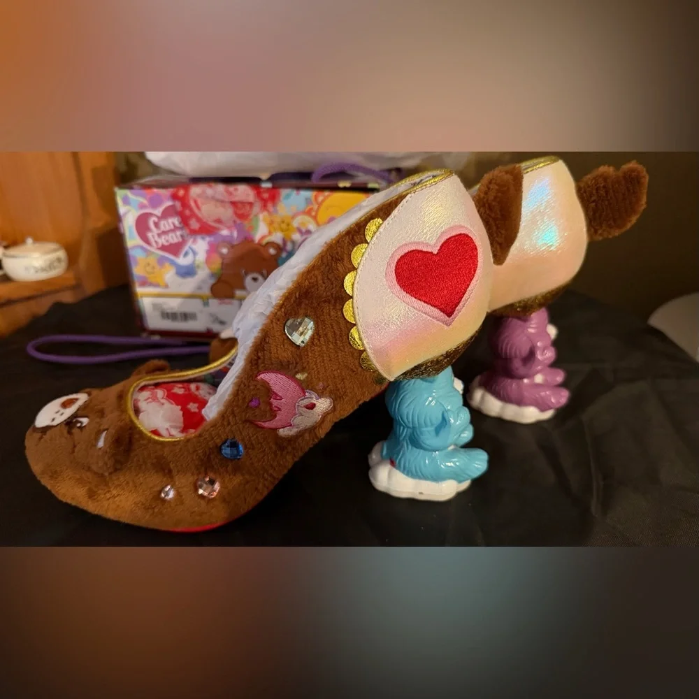 Irregular Choice Tenderheart Cuddles Carebear Statement Heels, Brown 9/40.